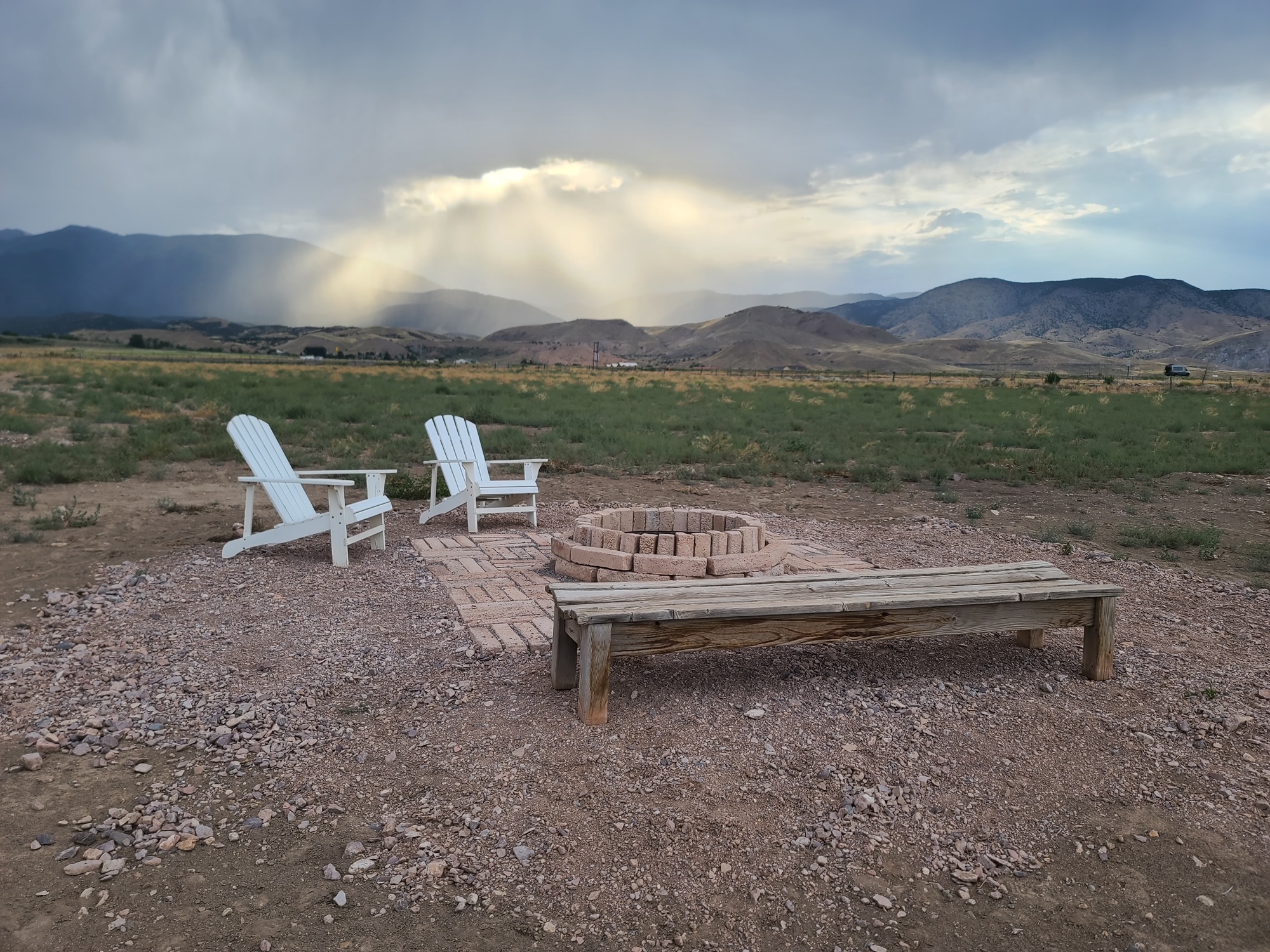 Fire pit with mountain view
